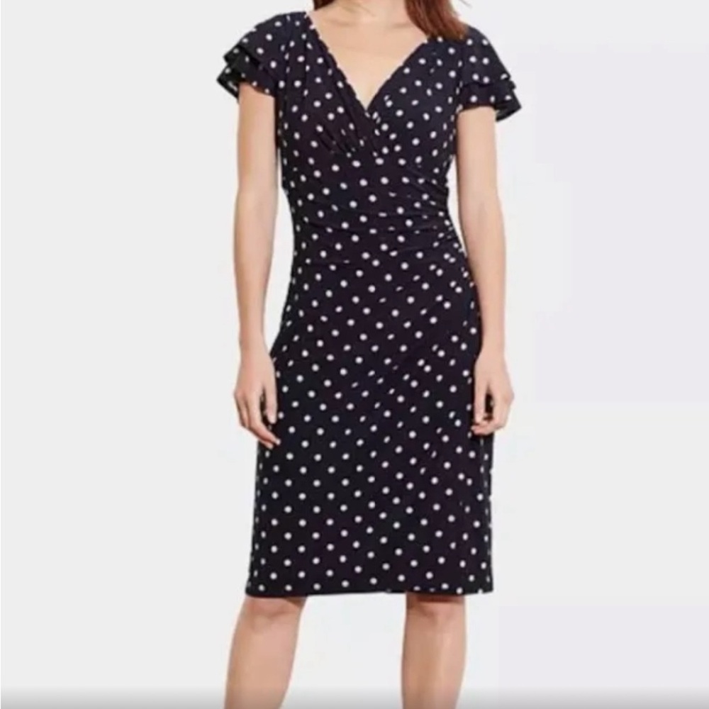Ralph Lauren navy polka dot cocktail dress